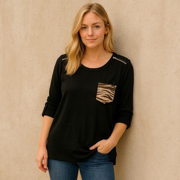 The Kooples 100% Merino Wool with Lambskin Pocket Black Sz XS - Picture 1 of 9